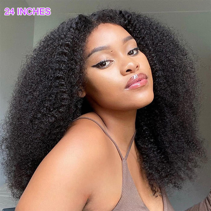 18" = $125 Glueless 4C Kinky Edge Afro Kinky Curly Human Hair Wig Pre Cut HD Lace Skin Melt Wigs Natural Hairline