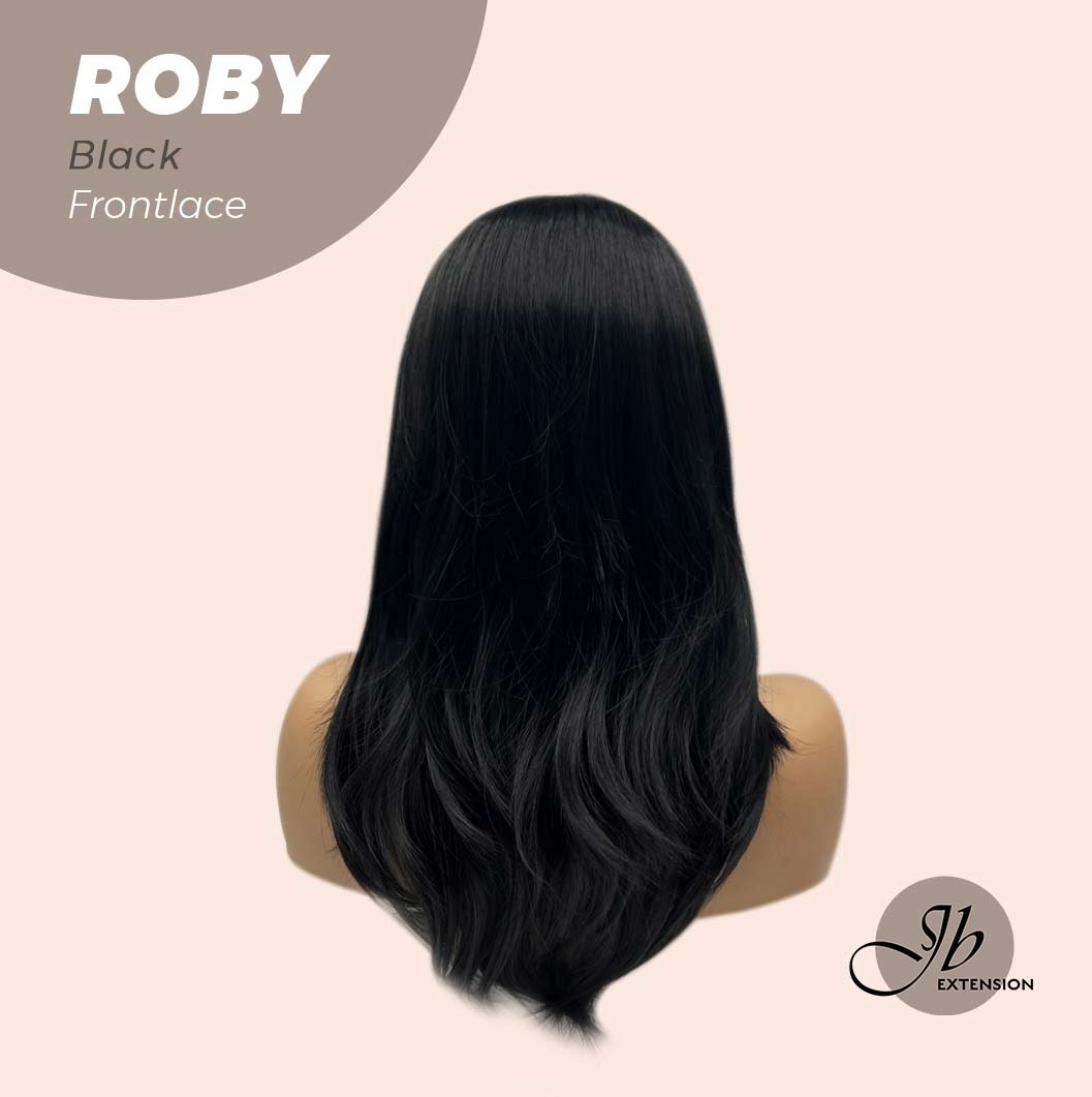 JBEXTENSION 22 Inches Jet Black Medium Length Women Frontlace Glueless Wig ROBY BLACK