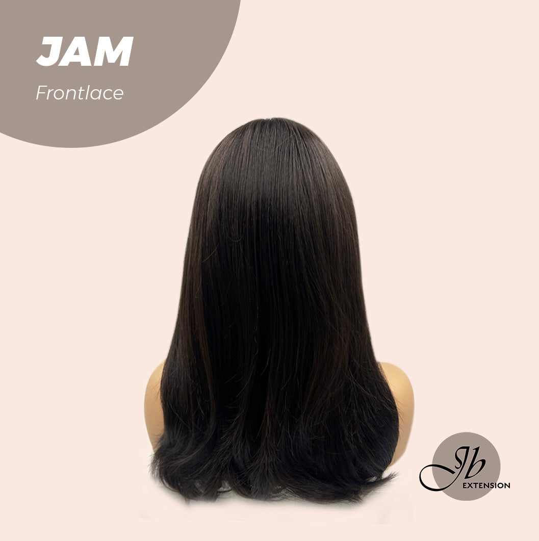 JBEXTENSION 18 Inches Dark Brown Curly Pre-Cut Frontlace Glueless Wig JAM