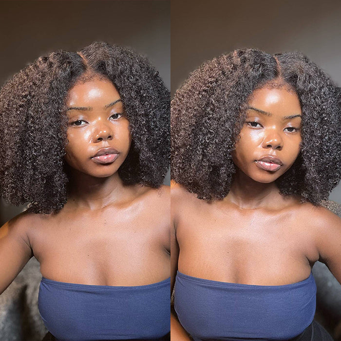 18" = $125 Glueless 4C Kinky Edge Afro Kinky Curly Human Hair Wig Pre Cut HD Lace Skin Melt Wigs Natural Hairline