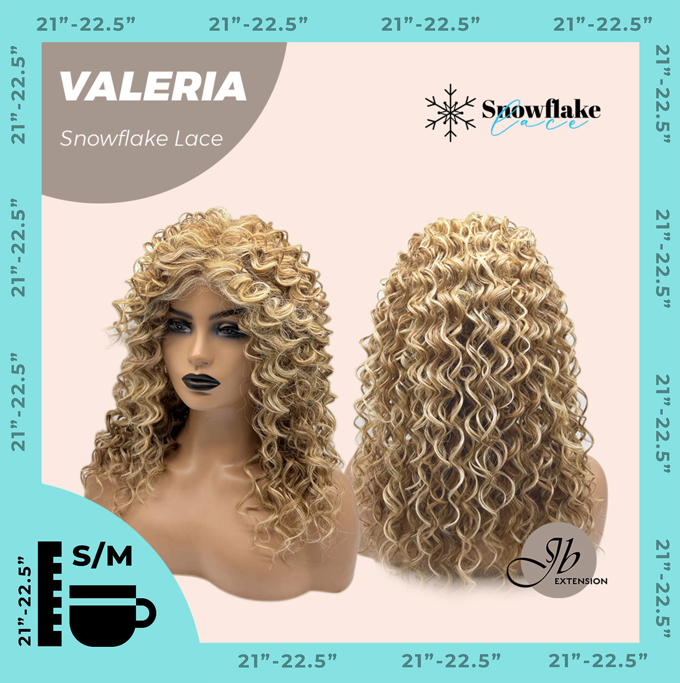 JBEXTENSION 18 Inches Deep Curly Raw Sugar Blonde Pre-Cut Snowflake Lace Frontlace Glueless Wig VALERIA【PERMATEASE】【BENDY EAR TABS】