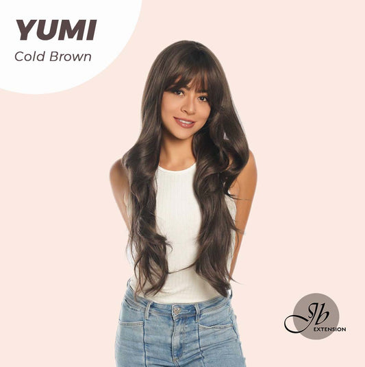 JBEXTENSION 30 Inches Long Cold Brown Wig With Bangs YUMI BROWN