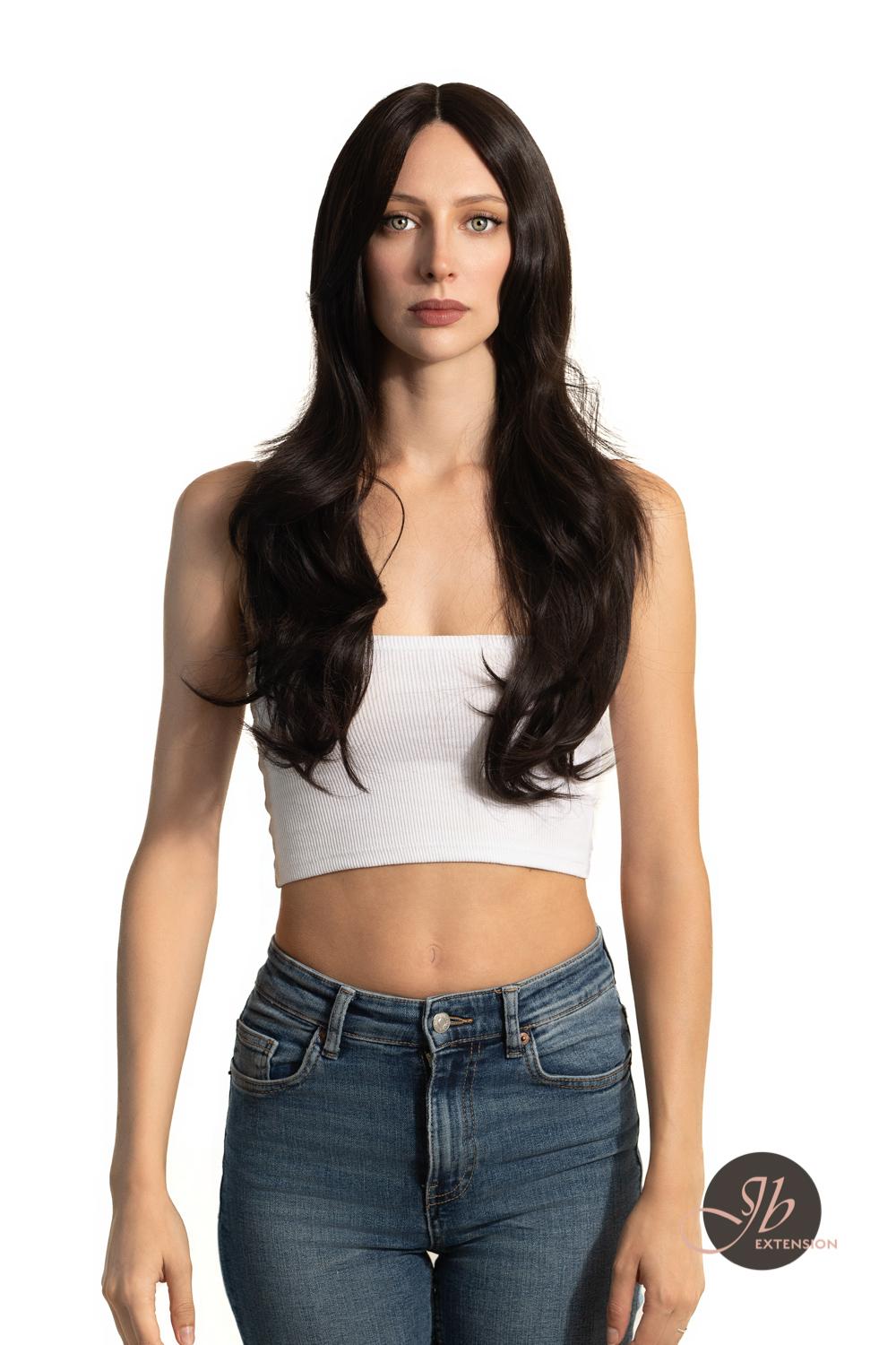 Get the Influencer Look with 26 Inches Curly Women Tea Black Darkest Brown Wig Pre-Cut Frontlace Glueless Wig EMMIE