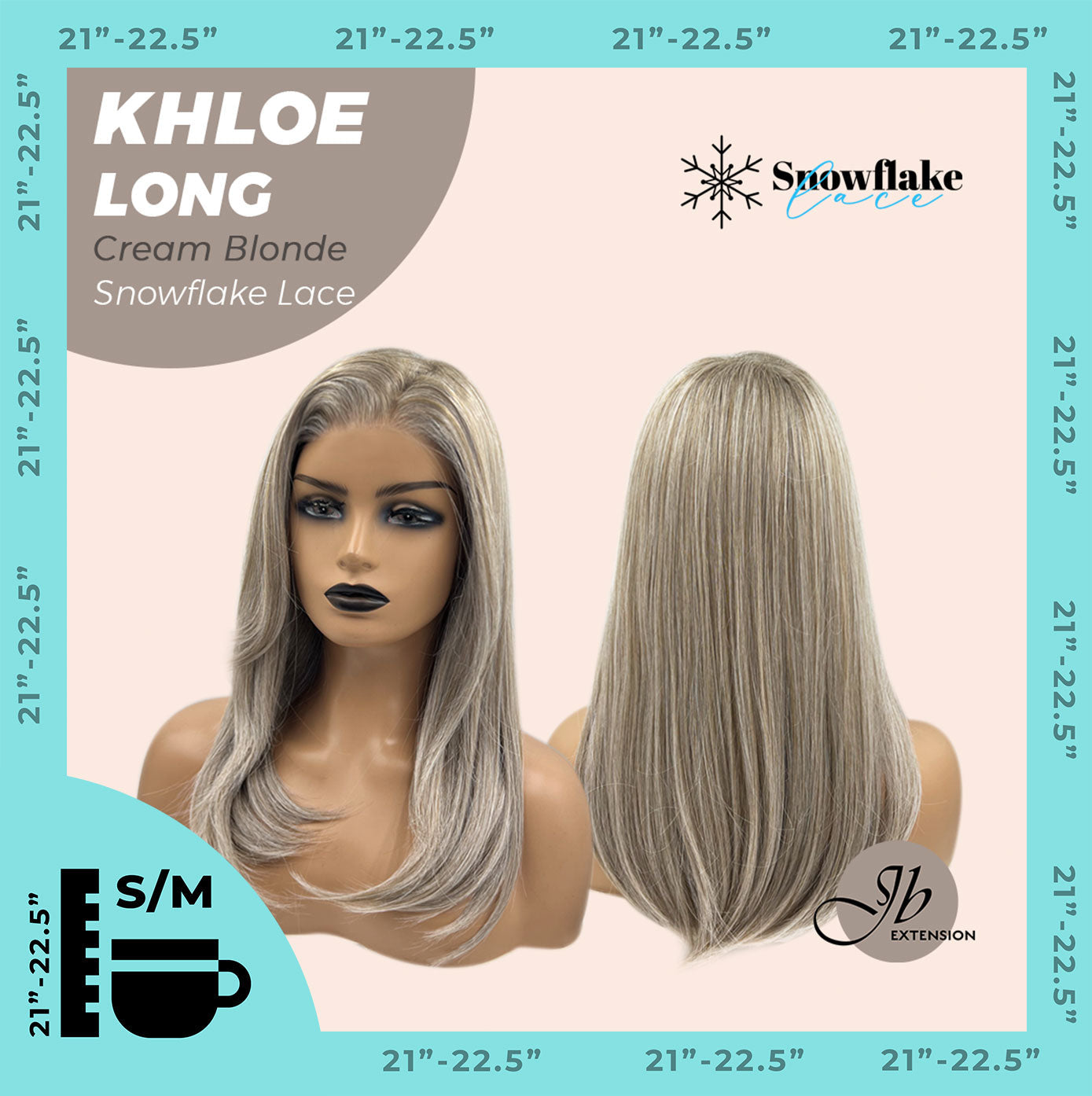 JBEXTENSION 18 Inches Cream Blonde Pre-Cut Snowflake Lace Frontlace Glueless Wig KHLOE LONG CREAM BLONDE【PERMATEASE】【BENDY EAR TABS】