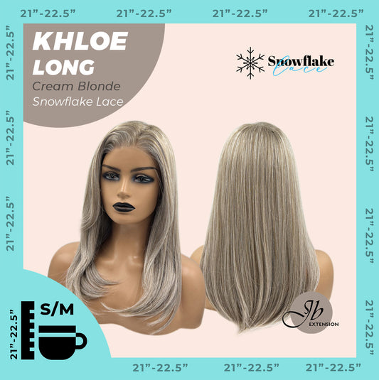 JBEXTENSION 18 Inches Cream Blonde Pre-Cut Snowflake Lace Frontlace Glueless Wig KHLOE LONG CREAM BLONDE【PERMATEASE】【BENDY EAR TABS】