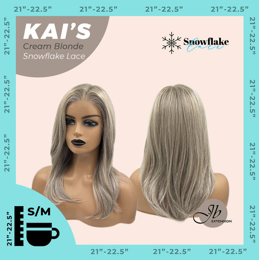 JBEXTENSION 18 Inches Cream Blonde Pre-Cut Snowflake Lace Frontlace Glueless Wig KAI'S CREAM BLONDE【PERMATEASE】【BENDY EAR TABS】