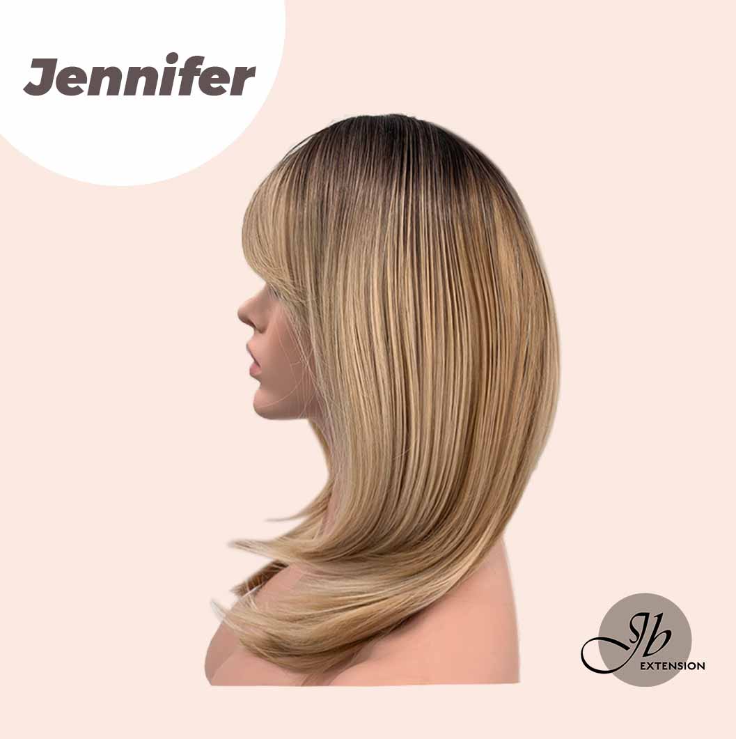 JBEXTENSION 18 Inches Long Layered Ombre Blonde with Dark Root Wig JENNIFER