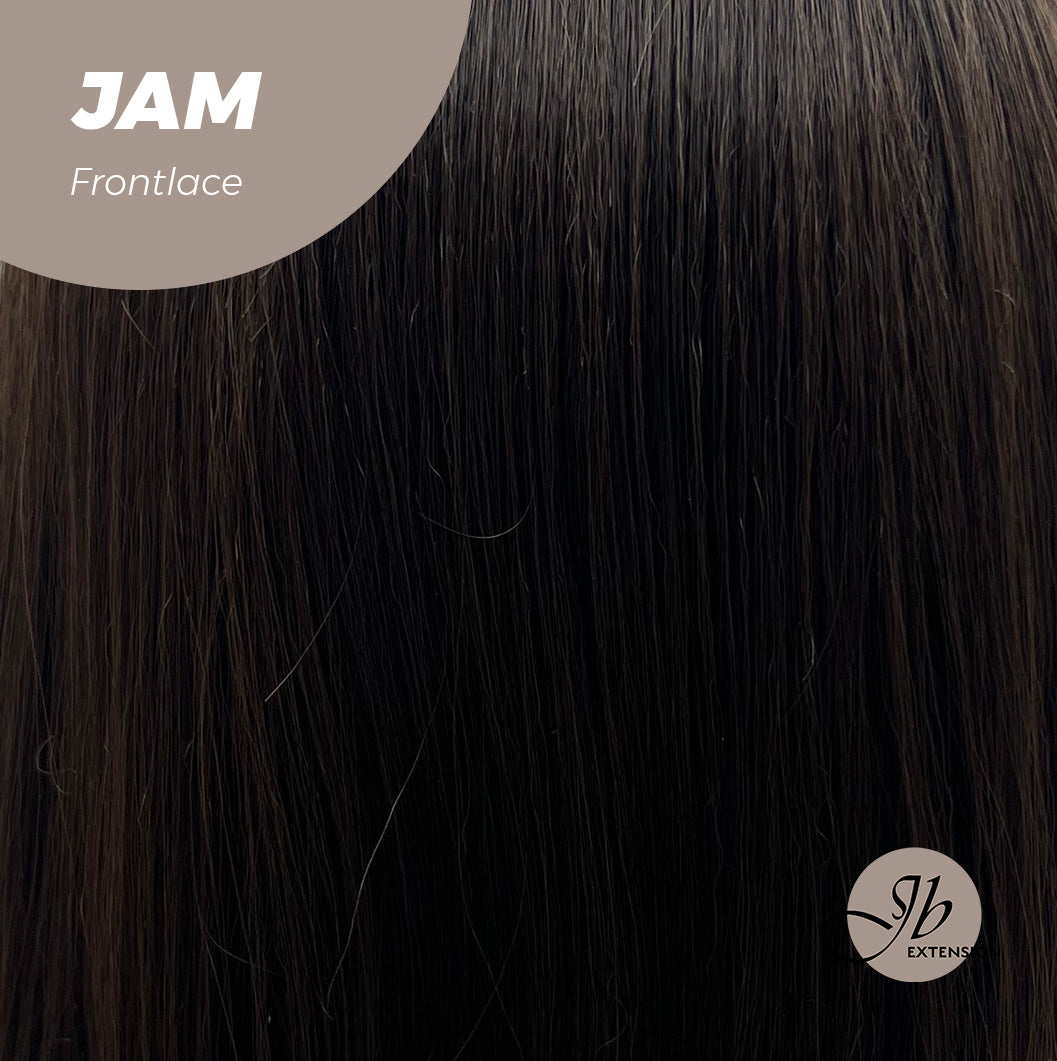 JBEXTENSION 18 Inches Dark Brown Curly Pre-Cut Frontlace Glueless Wig JAM