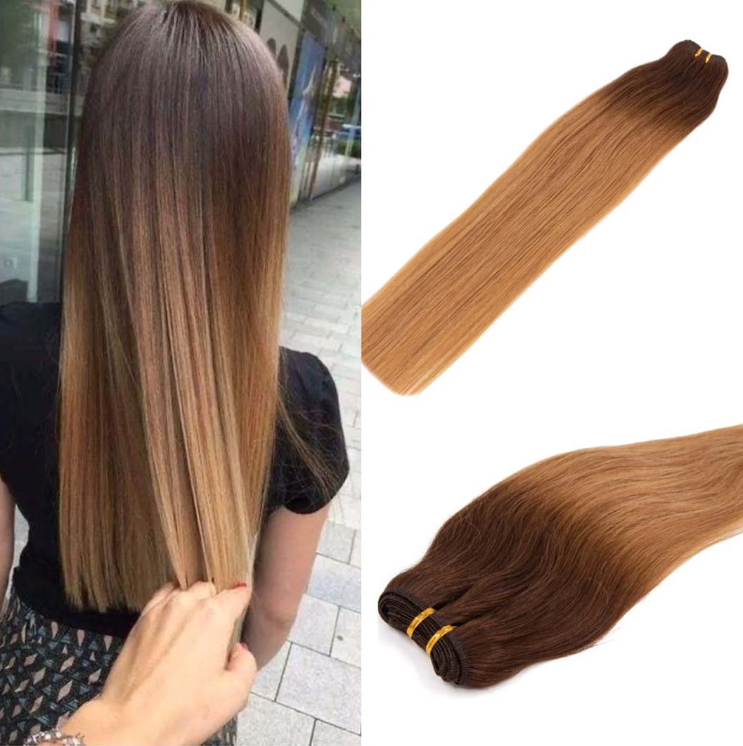 JBextension Weft Hair Extensions Human Hair 20 inch 100g Sew in Hair Extensions Real Human Hair Natural Hand Tied Sew in Extensions for Women Doublde Weft Long Straight