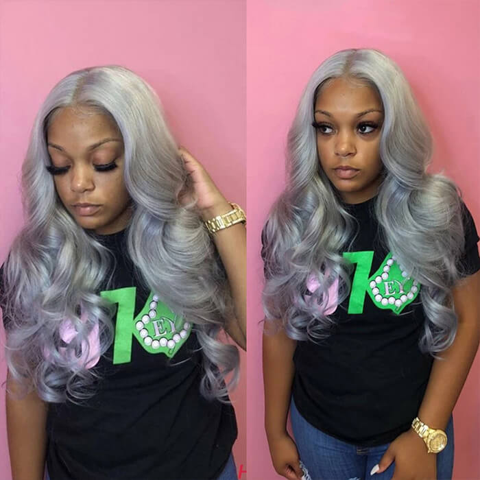 Colored Human Hair Lace Front Wigs Body Wave Gray Hair Wigs 13x6 13x4 5x5 HD Lace Wigs
