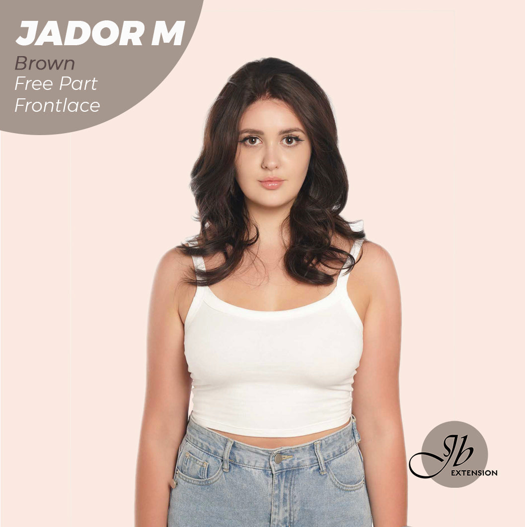 JBEXTENSION 20 Inches Brown Curly Lace Front Wig.Pre Plucked 13*4 HD Transparent Lace Frontal Handmade Futura Fiber Swiss Lace Synthetic Fiber Glueless Wig JADOR M BROWN