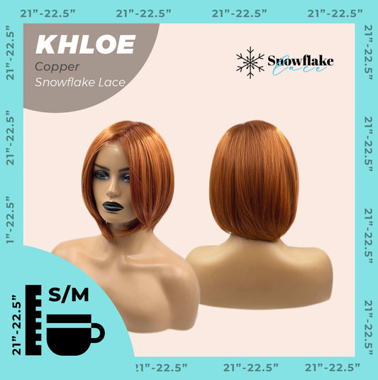 JBEXTENSION 12 Inches Bob Cut Copper Pre-Cut Snowflake Lace Frontlace Glueless Wig KHLOE COPPER【PERMATEASE】【BENDY EAR TABS】