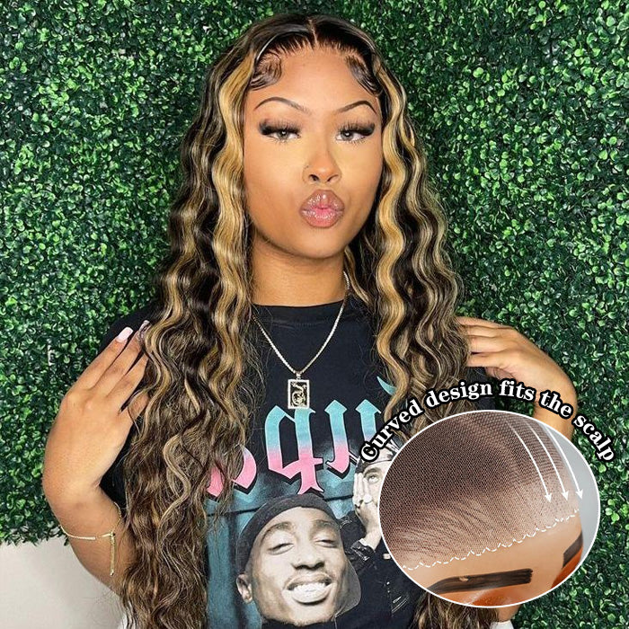 Blonde Highlight 8*5 Pre Cut HD Lace Closure Wigs Glueless Ready & Go Wig #MB/27 Color