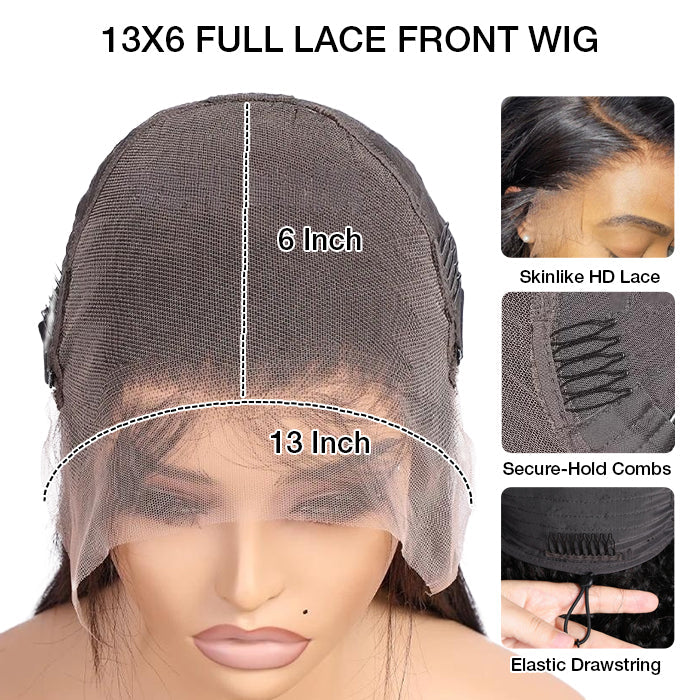 Knotless Fulani Braids Coily Deep Curly Wig Glueless Ear-to-ear 13x6 Frontal HD Lace Wig Human Hair Flexi-Fit Drawstring Cap