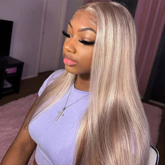 Barbie Blonde Highlight Lace Closure Wigs #18/613 HD Transparent 5x5 Lace Closure Human Hair Wigs