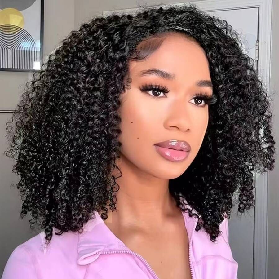 3 IN 1 Half Wig Kinky Curly Style Draw-strings Half Wig Invisible Hairline Flip Over Wig 220% Density