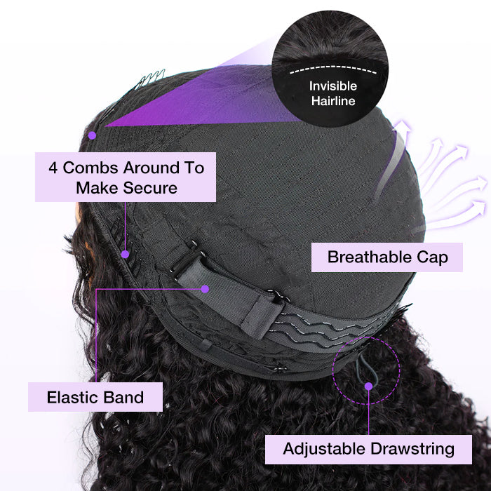 3 In 1 Half Wigs Kinky Curly Flip Over Human Hair Wigs Glueless Install Half Wig With Adjustable Drawstring Beginner Friendly