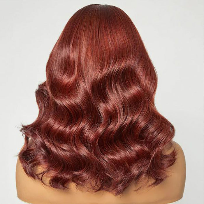 #33 Reddish Brown Color Body Wave 13x4/5x5 HD Lace Frontal Wigs Short Bob Red Brown Wig 220% Density
