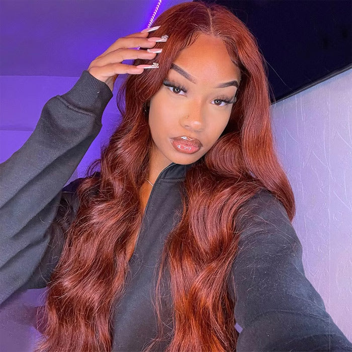 #33 Reddish Brown Glueless Ready & Go Wigs 8*5 Pre Cut Lace Closure Wigs