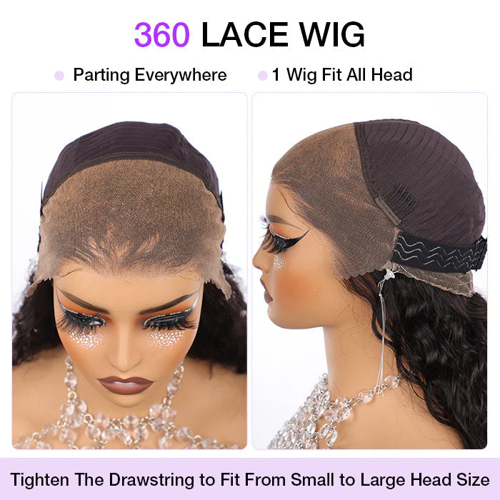 Kinky Edges Glueless 360 Full Lace Frontal Curly Wigs With Invisi-String Affordable Snug Fit Human Hair Wigs Lace Parting Anywhere