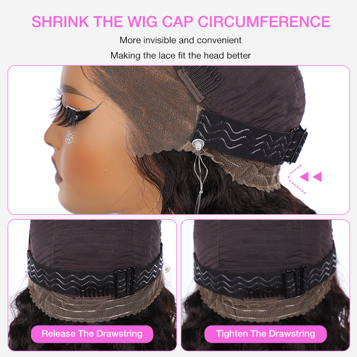 #33 Reddish Brown Color Invisible-Pull String 360 Lace Frontal Wigs Glueless HD Lace Human Hair Wigs