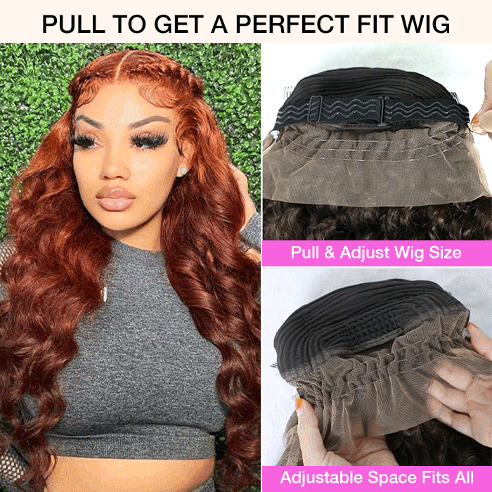 #33 Reddish Brown Color Invisible-Pull String 360 Lace Frontal Wigs Glueless HD Lace Human Hair Wigs