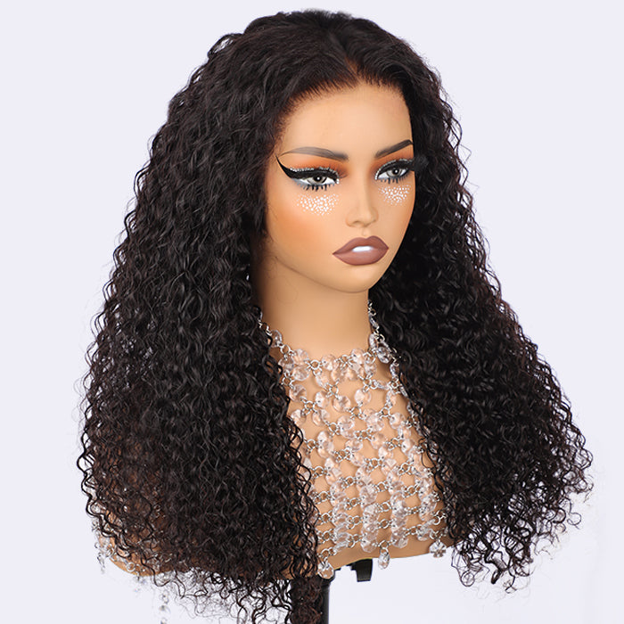 Invisible String Snug Fit 360 Curly Wig Pre Bleached 360 Full Lace Frontal Glueless Wig