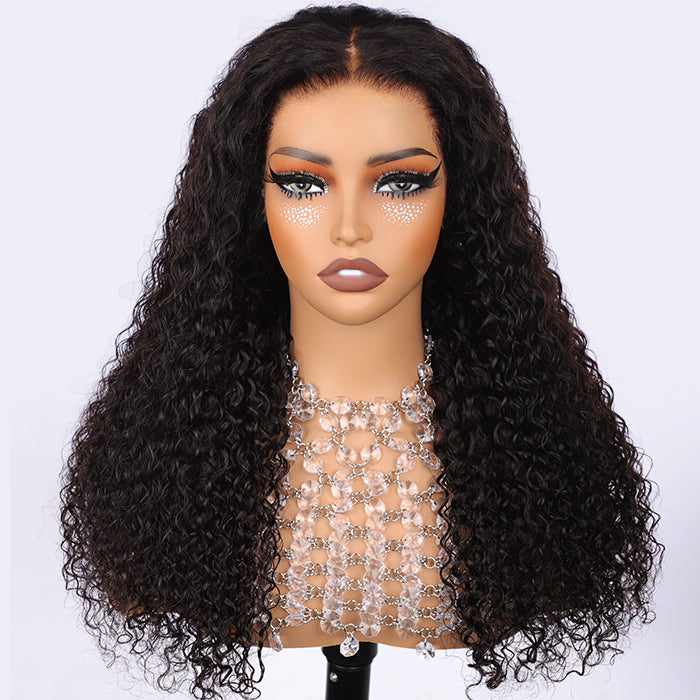 Invisible String Snug Fit 360 Curly Wig Pre Bleached 360 Full Lace Frontal Glueless Wig