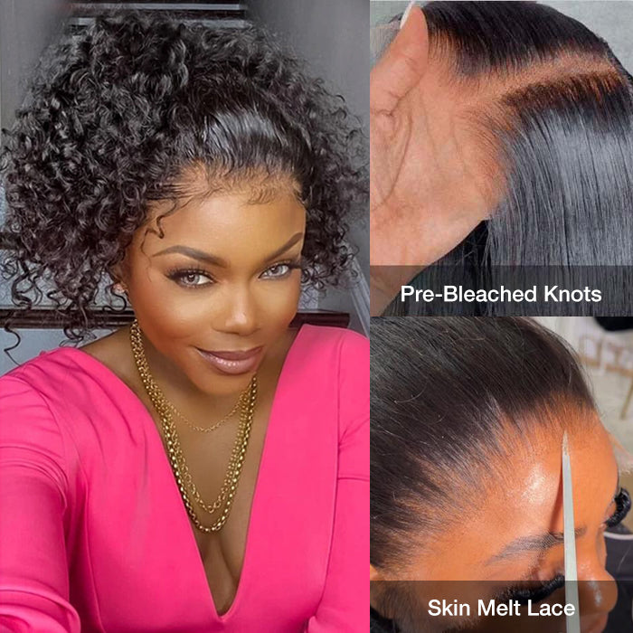 Invisible String Snug Fit 360 Curly Wig Pre Bleached 360 Full Lace Frontal Glueless Wig