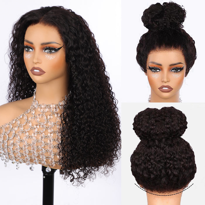 Invisible String Snug Fit 360 Curly Wig Pre Bleached 360 Full Lace Frontal Glueless Wig