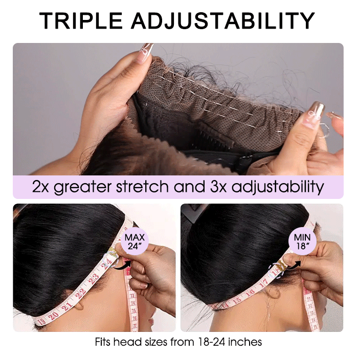 Brown Colored Kinky Straight Invisi String Snug Fit 360 Melting Lace Frontal Glueless Wig Human Hair