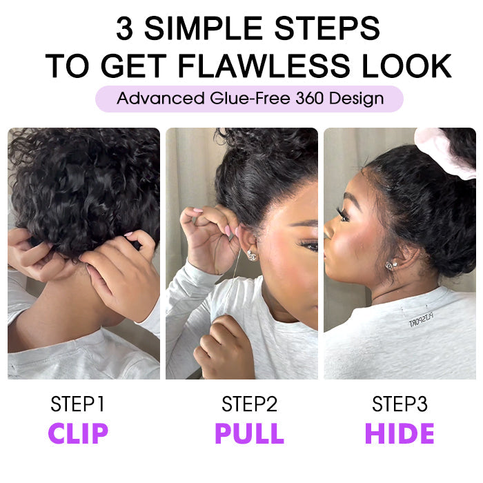 Ombre Brown Water Wave Invisi String Snug Fit 360 Melting Lace Frontal Bleached Knots Glueless Wig Human Hair