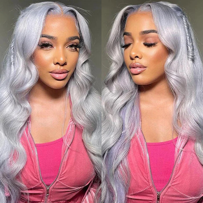 Grey Human Hair Wig 13x4 HD Lace Frontal Wig Colored Human Hair Wigs For Women