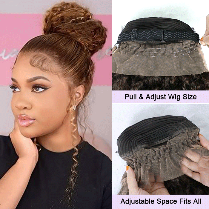 Ombre 4/27 Highlight Curly Wigs Invisi String Snug Fit 360 Pre Everything Glueless Wig