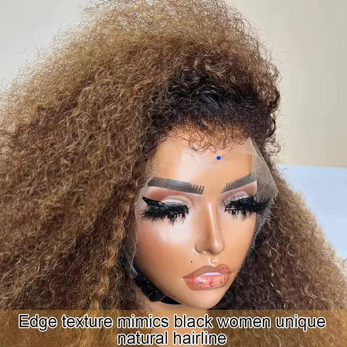 4C Edge Glueless Wigs Brown Highlight Water Wave Wigs 13x4 13x6 Invisible HD Lace Front Wigs with Drawstring Beginner Friendly