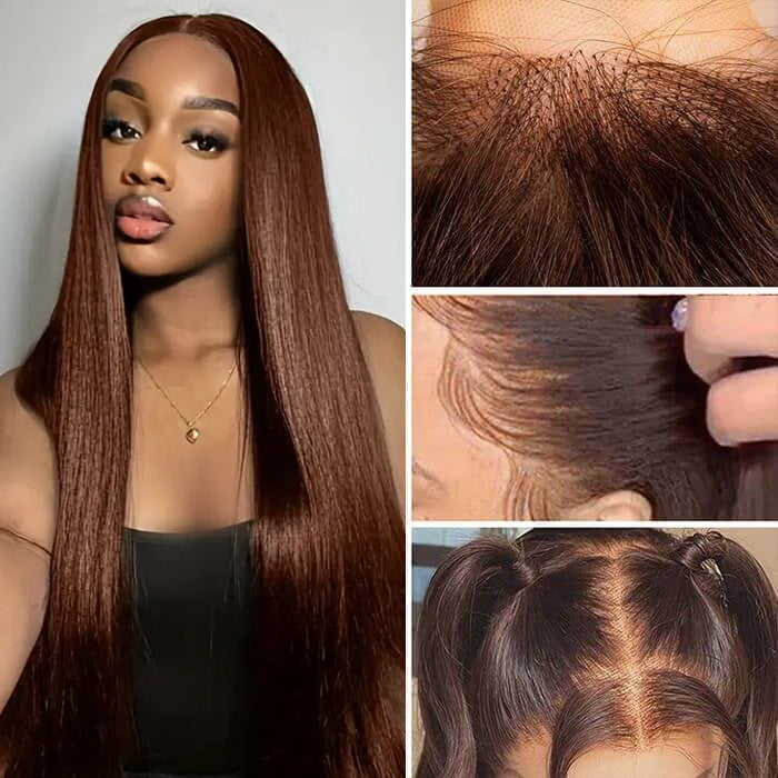 Body Wave #4 Chocolate Brown Glueless Wig 220% Density Pre-cut 8x5 HD Lace Wigs Ship In 24H