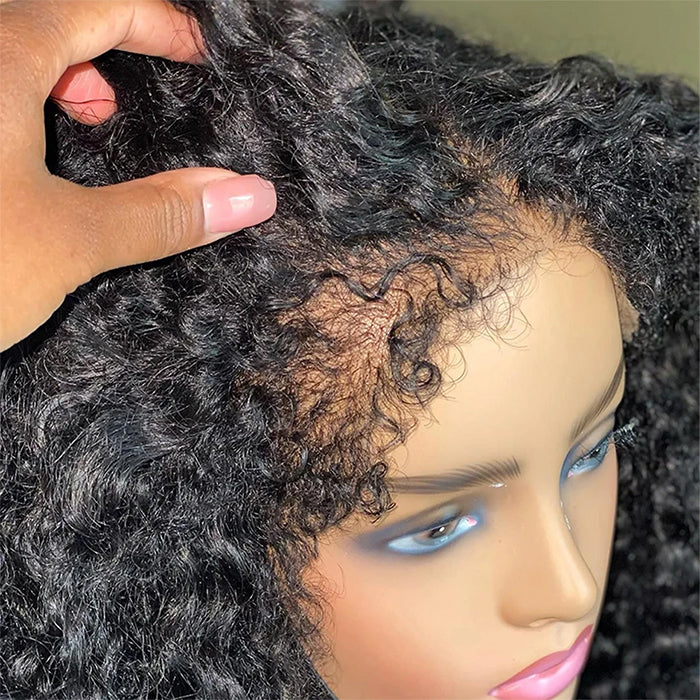 4C Edges Lace Front Bob Wig Glueless Curly Human Hair Wig with Pre Plucked Hairline 220% Density