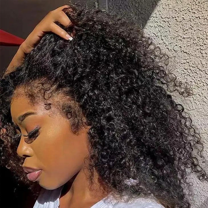 4C Edges Lace Front Bob Wig Glueless Curly Human Hair Wig with Pre Plucked Hairline 220% Density