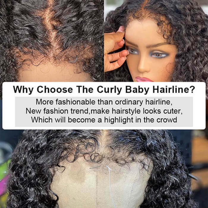 4C Edges Hairline Wig Deep Wave 8x5/13x6 HD Lace Front Wigs Human Hair With Curly Baby Hair Realistic Hairline