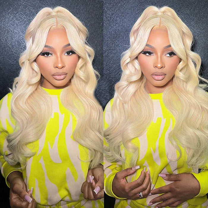 #613 Blonde Body Wave Pull Go Drawstring 13x6 Full Lace Front Glueless Wig