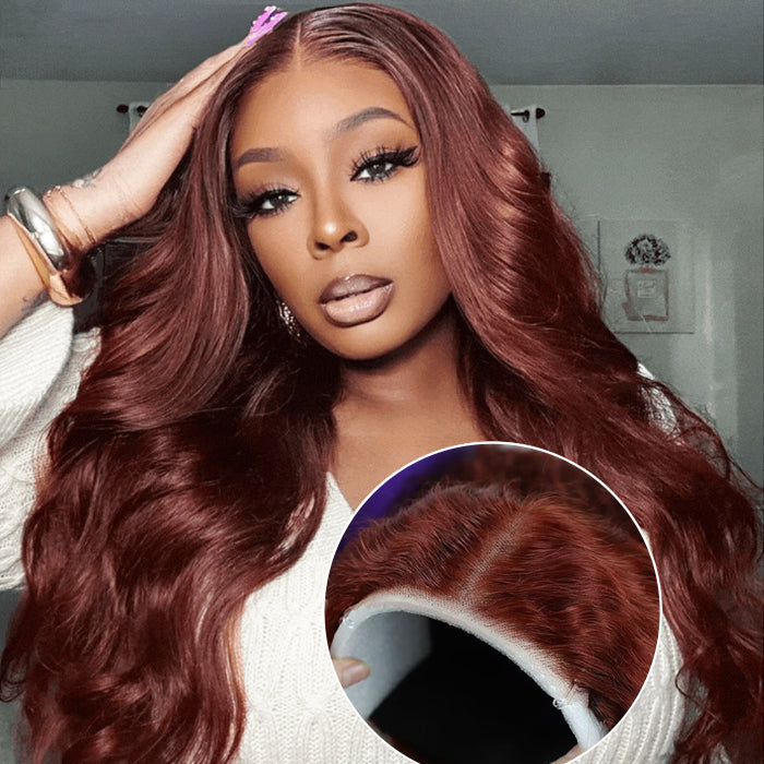 2Wigs = $189 | #33 Reddish Brown Color Body Wave Wig + Glueless Water Wave Wig