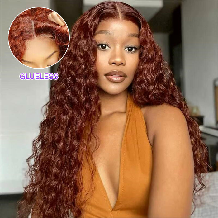 2Wigs = $189 |  #33 Reddish Brown Color Water Wave Wig + 8x5 Glueless Straight Wig