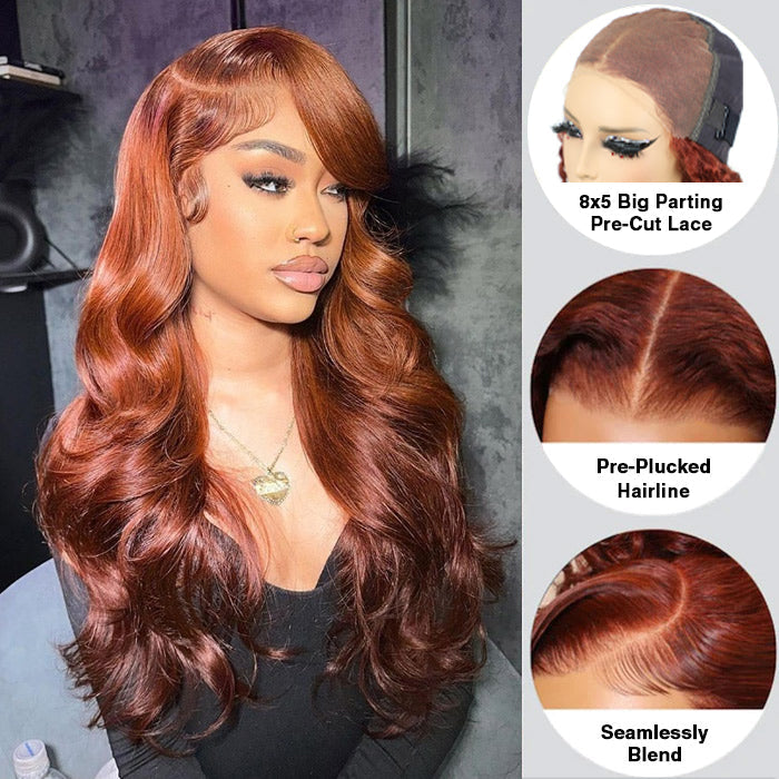 2Wigs = $189 | #33 Reddish Brown Color Body Wave Wig + Glueless Water Wave Wig