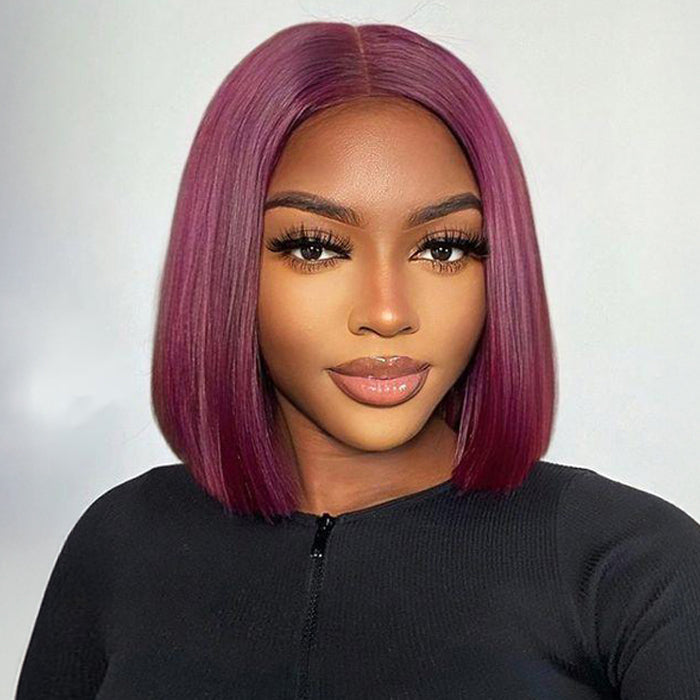 220% Density Short Straight Bob Wigs 13x4 HD Lace Front Wigs Pre Plucked & Bleached Knots Glueless Human Hair Wig