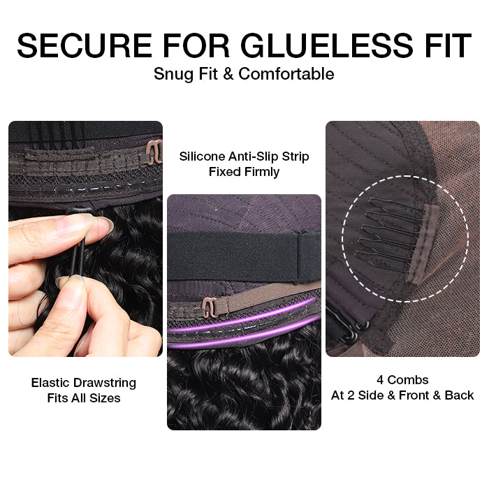 Glueless 4C Kinky Edges Hairline Kinky Straight Human Hair #30 Chestnut Brown Color 13x4/13x6 HD Transparent Lace Front Wigs