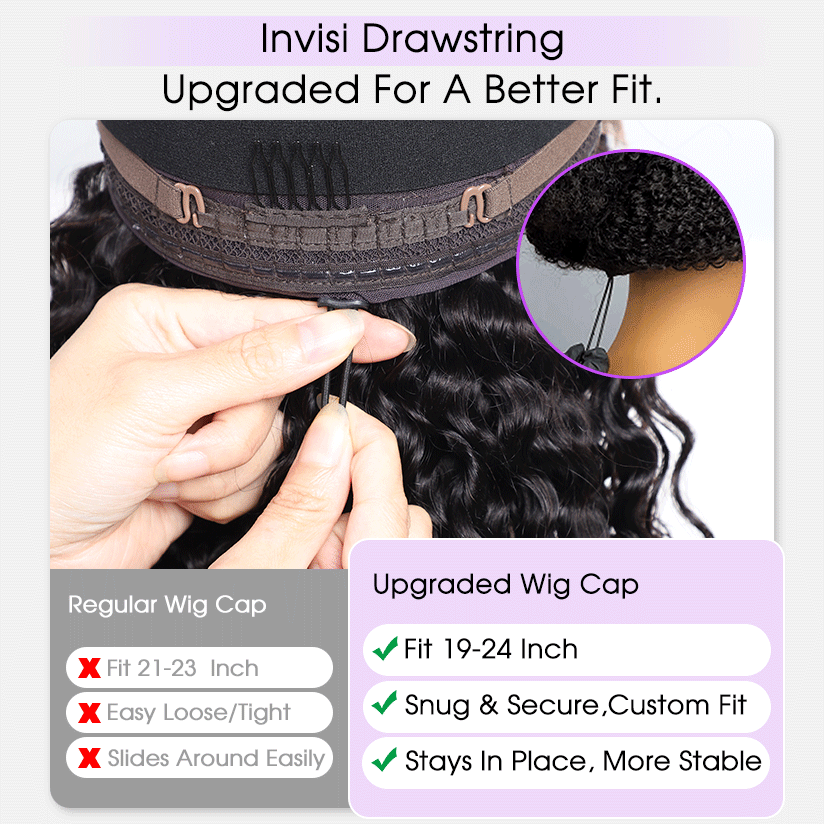 Curly Black Wig With Golden Brown Highlights Snugfit Glueless HD Lace Wig Huma Hair Pre-cut Pre-pluck Pre-bleached