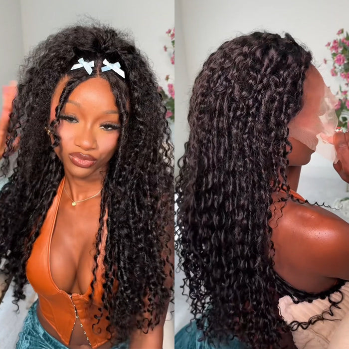 Luxury Coily Deep Curly Glueless 13x6 Frontal HD Lace Wigs Double Drawn Human Hair Wigs