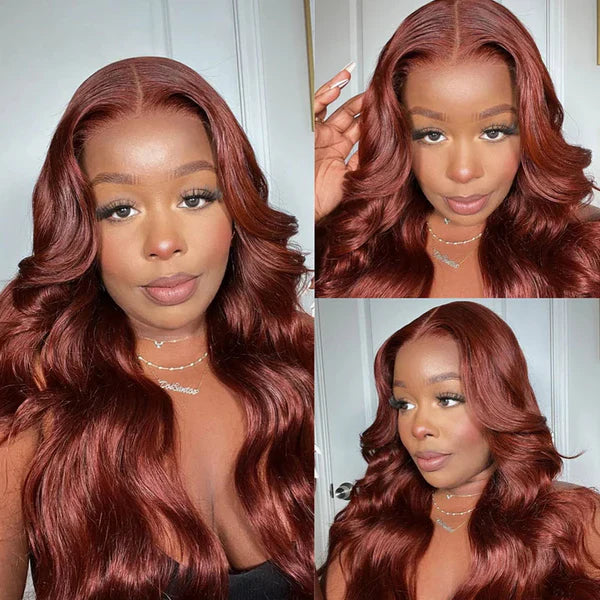220% Density 8x5 HD Lace Glueless Wig 33# Reddish Brown Body Wave/Water Wave 10A Quality