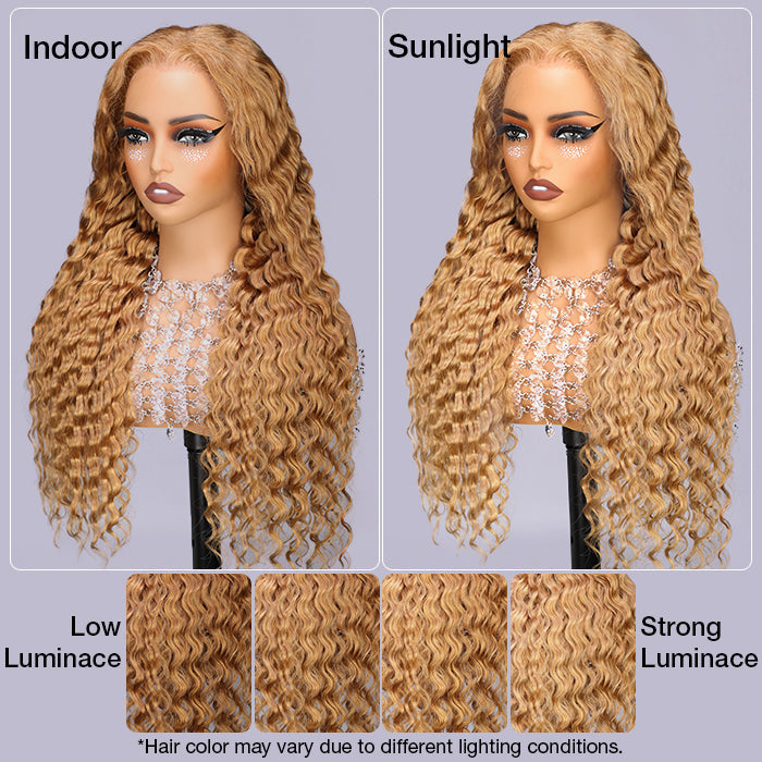 Honey Blonde Deep Wave Wig 13x4 13x6 Skin Melt HD Transparent Lace Front Human Hair Wigs