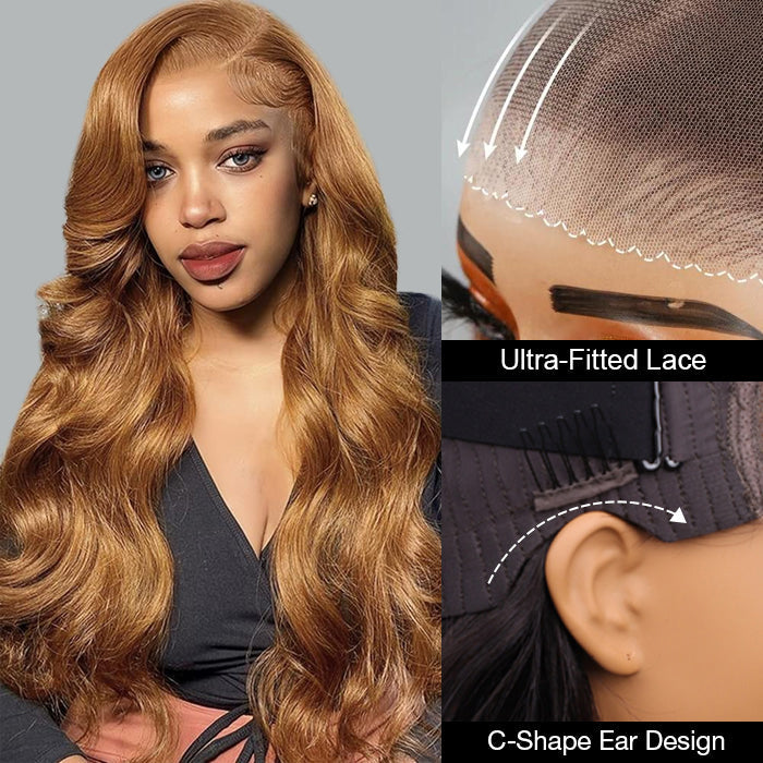 Glueless Ready & Go Wig Body Wave 8*5 Pre Cut HD Lace Closure Wigs #30 Chestnut Brown Color